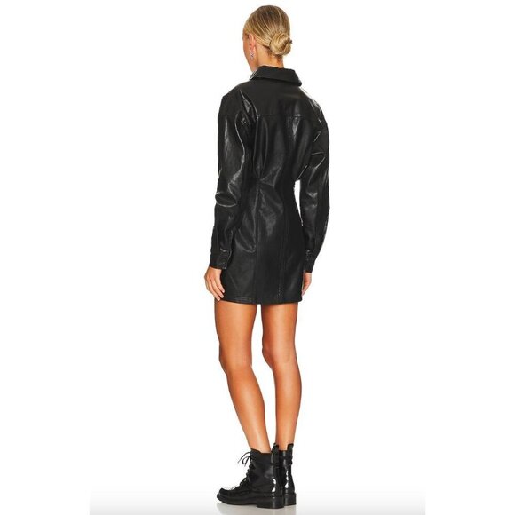 Line & Dot Lou Faux Leather Mini Shirt Dress Black Womens Size Small - Picture 3 of 10